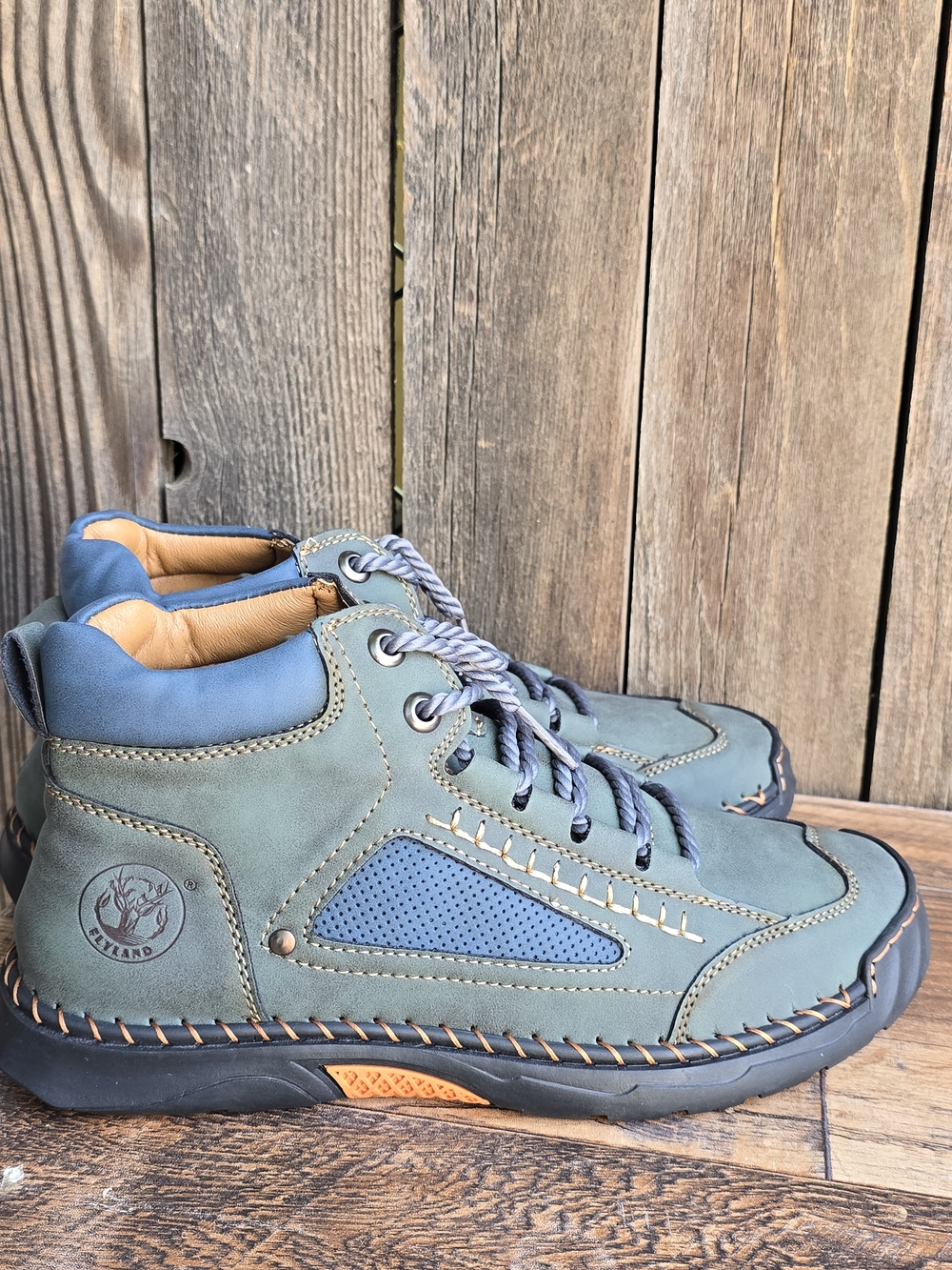Men's Casual Handmade Green Leather Chukka Boots Size 8